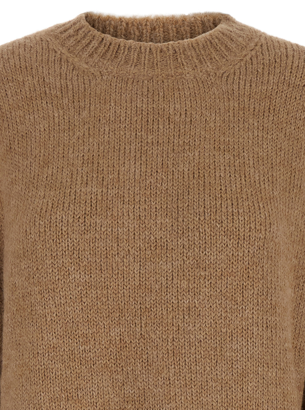 Jil Sander Women Oversized Beige Sweater With Ribbed Trim In Wool Woman JIL SANDER