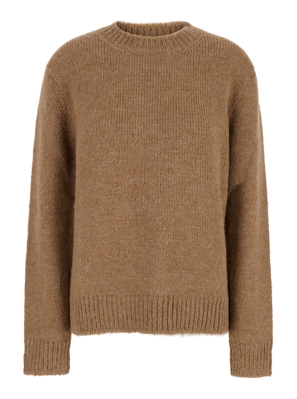Jil Sander Women Oversized Beige Sweater With Ribbed Trim In Wool Woman JIL SANDER