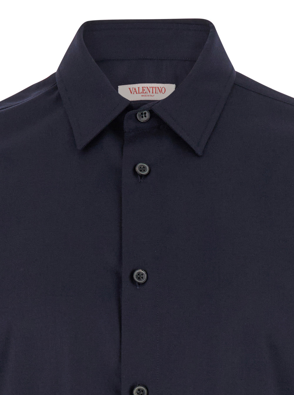 Valentino Men Blue Shirt With Classic Collar In Wool Blend Man VALENTINO