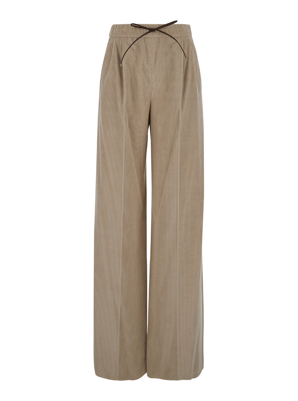 Max Mara Women 'Lerici' Beige Palazzo Pants With Drawstring In Corduroy Woman MAX MARA