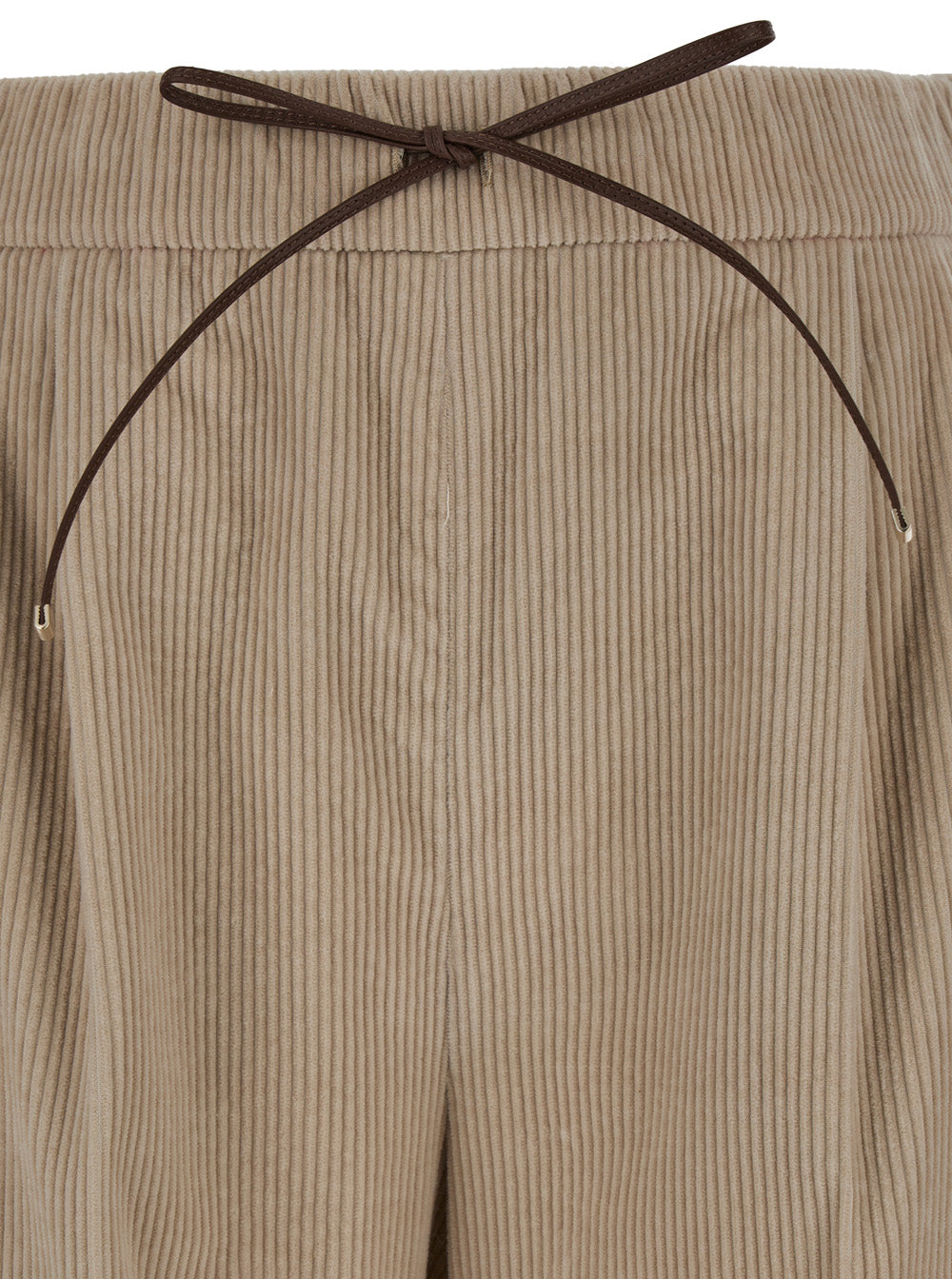 Max Mara Women 'Lerici' Beige Palazzo Pants With Drawstring In Corduroy Woman MAX MARA