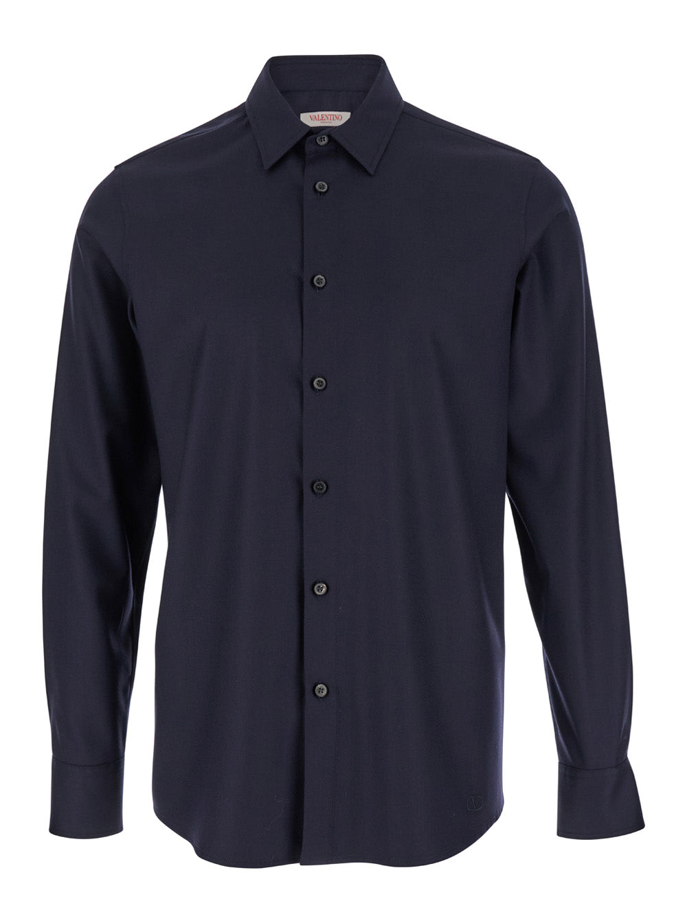Valentino Men Blue Shirt With Classic Collar In Wool Blend Man VALENTINO