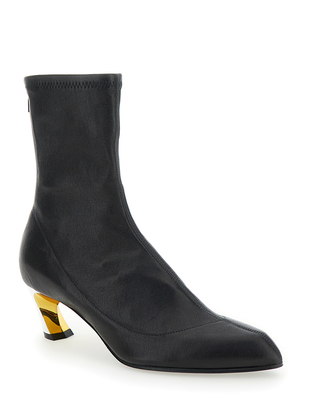 Alexander Mcqueen Women 'Armadillo' Black Ankle Boots With Golden Heel In Smooth Leather Woman ALEXANDER MCQUEEN