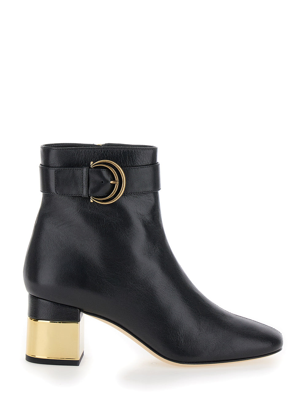 Chloé Women 'Alize' Black Ankle Boots With C Buckle In Smooth Leather Woman CHLOE