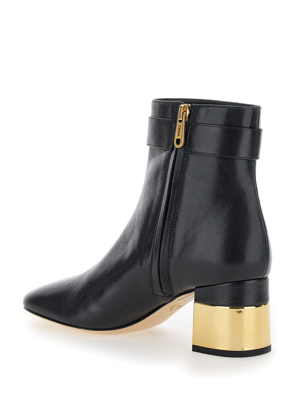 Chloé Women 'Alize' Black Ankle Boots With C Buckle In Smooth Leather Woman CHLOE