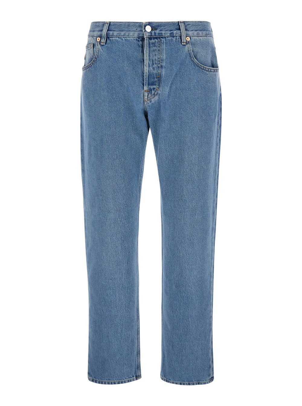 Gucci Men Light Blue Blue Jeans With Gucci Rossa Ancora Patch In Blue Washed Denim Woman GUCCI