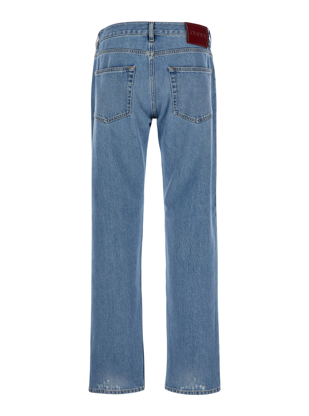 Gucci Men Light Blue Blue Jeans With Gucci Rossa Ancora Patch In Blue Washed Denim Woman GUCCI