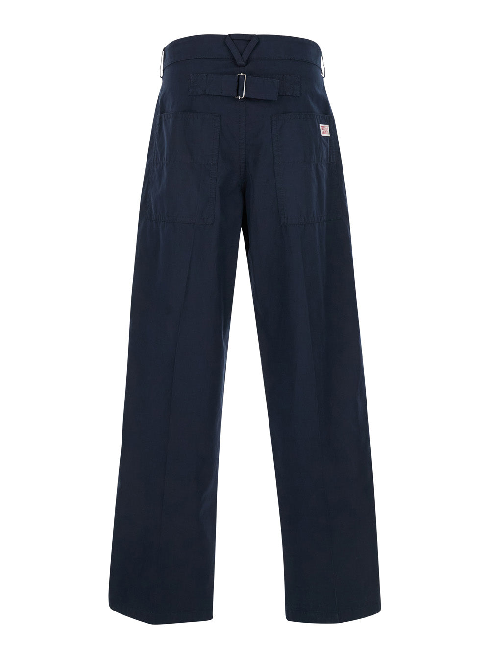 Bottega Veneta Men Blue Straight Leg Pants With Logo Patch In Cotton Man BOTTEGA VENETA