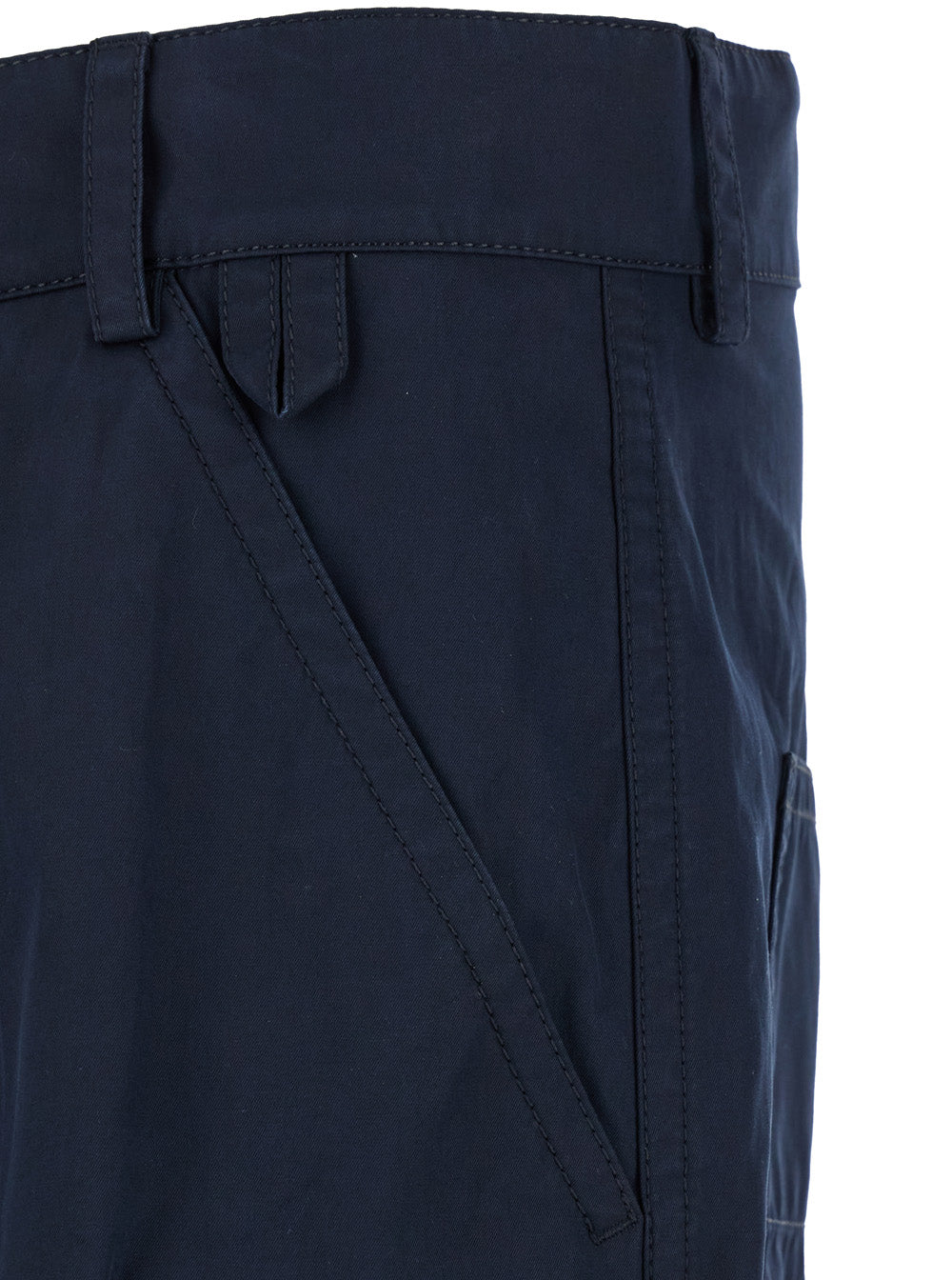 Bottega Veneta Men Blue Straight Leg Pants With Logo Patch In Cotton Man BOTTEGA VENETA