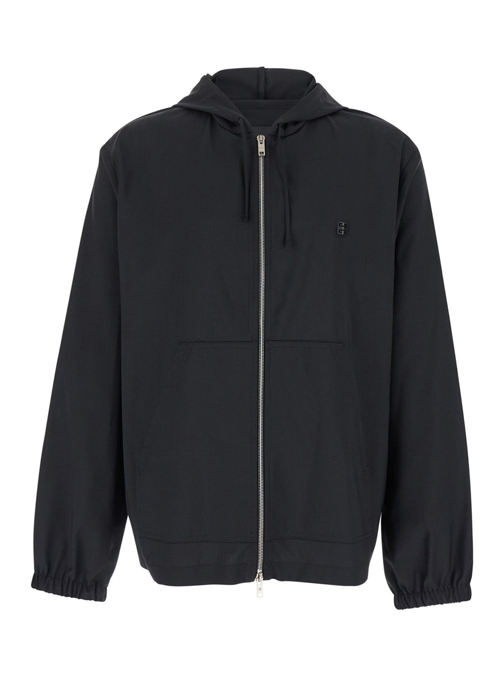 Givenchy Men Black Zip-Up Hoodie With Logo Detail In Wool Man GIVENCHY