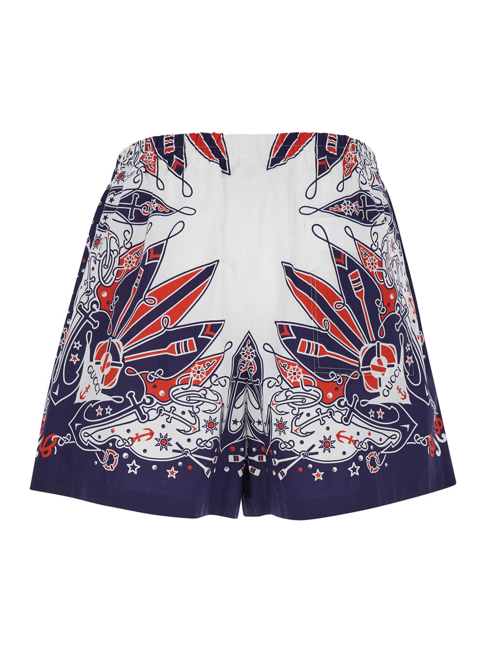 Gucci Men Blue Shorts With Gucci Bandana Print In Cotton Man GUCCI