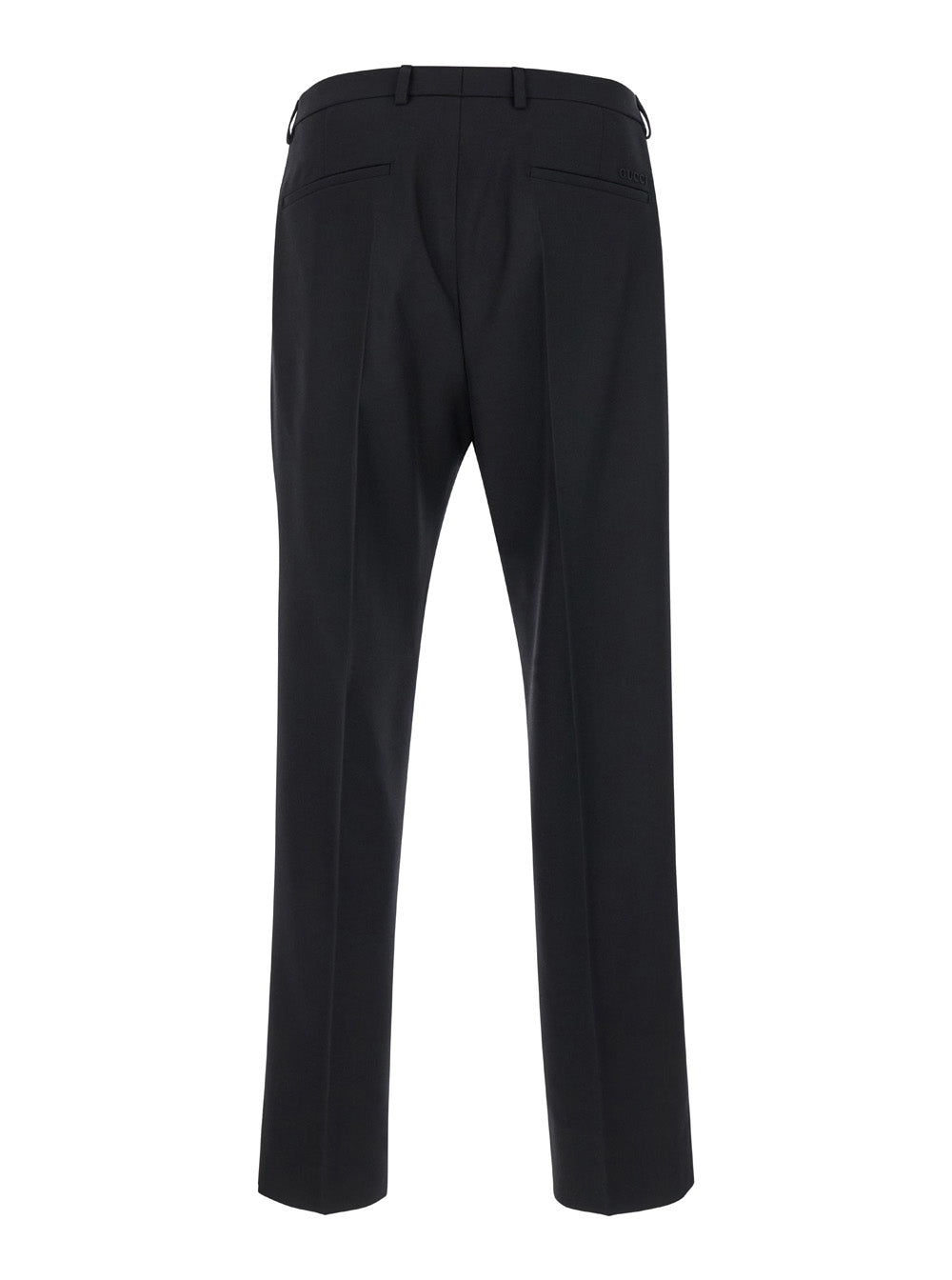 Gucci Men Black Tailored Pants With Tonal Logo Lettering In Wool Man GUCCI