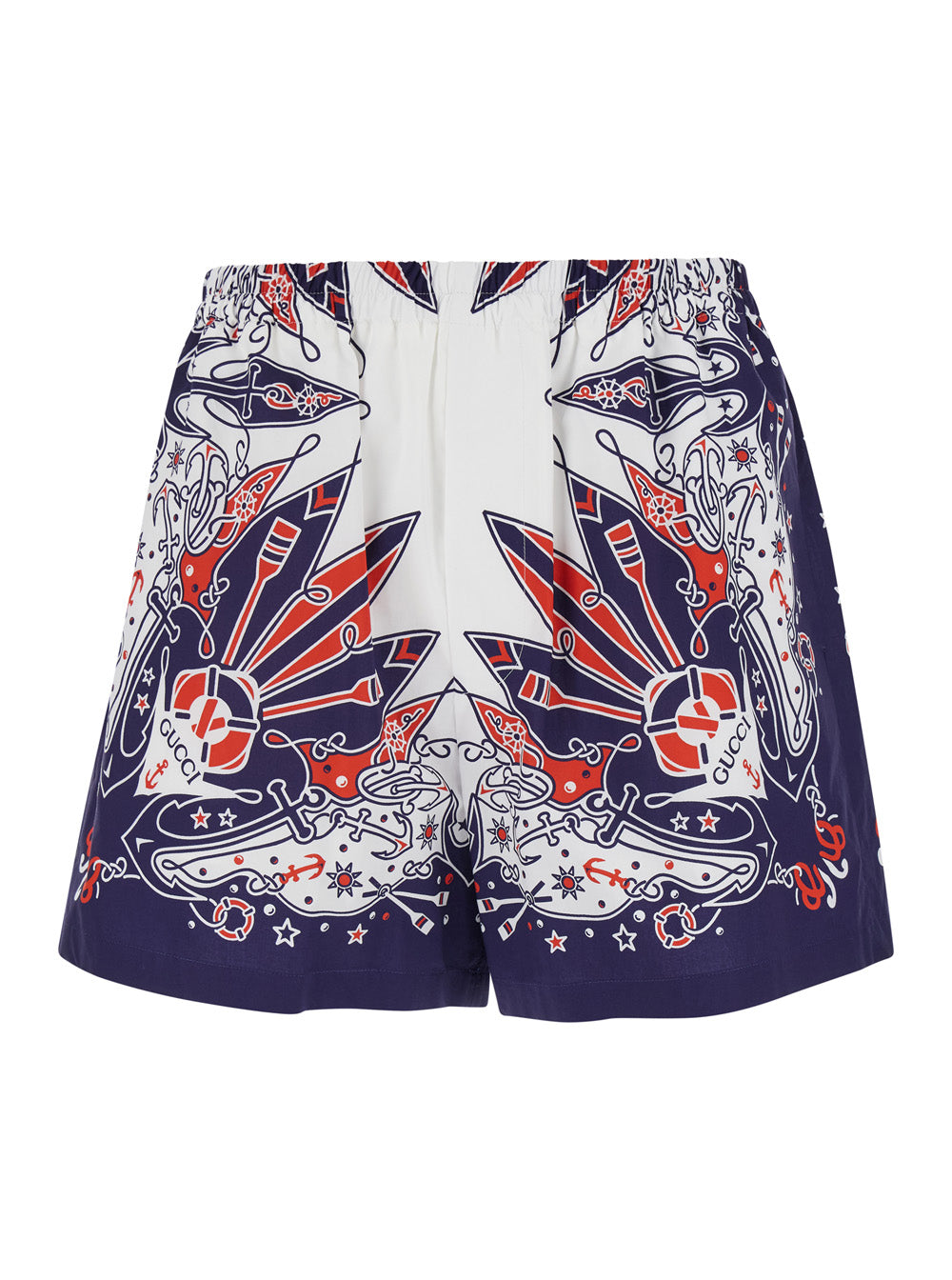 Gucci Men Blue Shorts With Gucci Bandana Print In Cotton Man GUCCI
