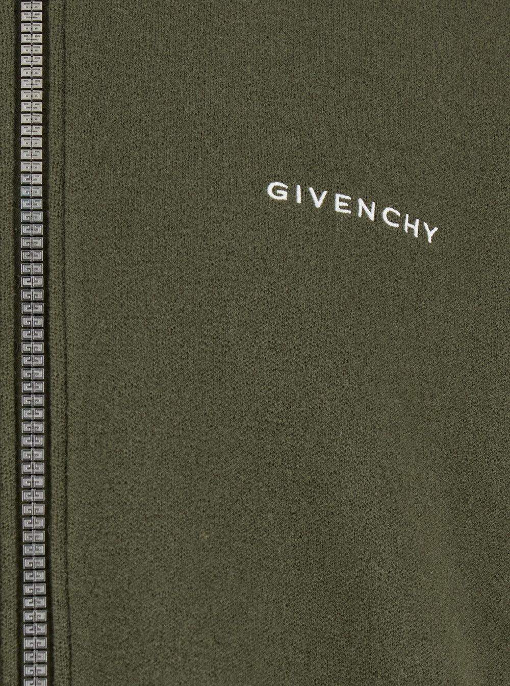 Givenchy Men Green Sweatshirt With Bomber Collar And 4G Logo In Wool Man GIVENCHY