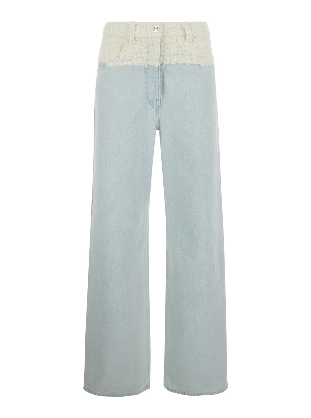Givenchy Women Blue Jeans With Tweed Waist In Denim Woman GIVENCHY