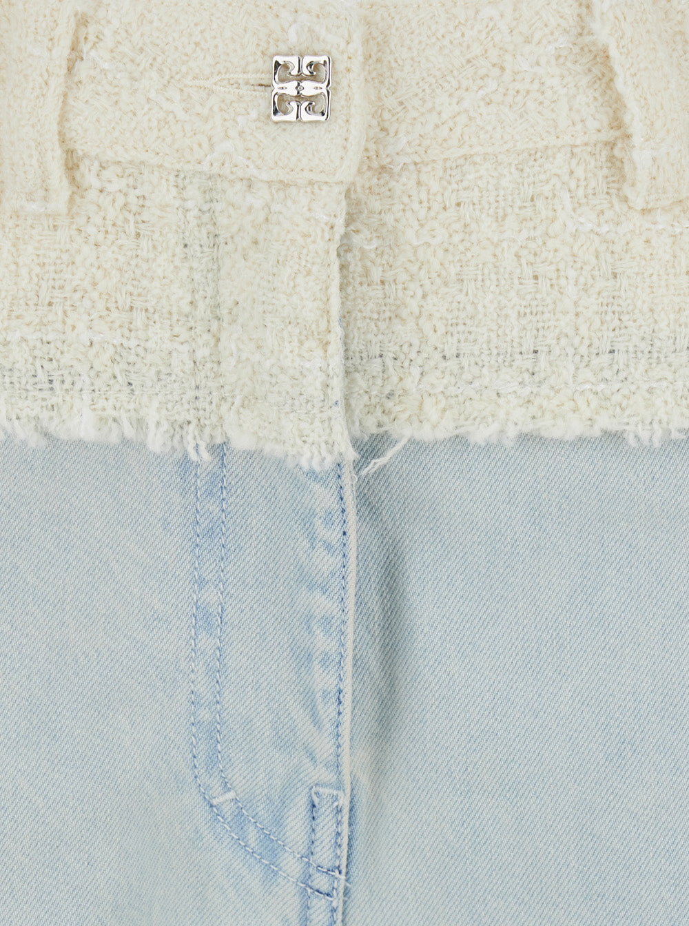 Givenchy Women Blue Jeans With Tweed Waist In Denim Woman GIVENCHY