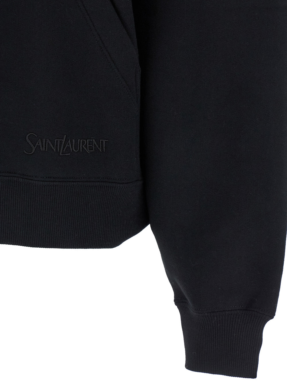 Saint Laurent Women Black Hoodie With Kangaroo Pocket And Logo Lettering In Cotton Woman SAINT LAURENT