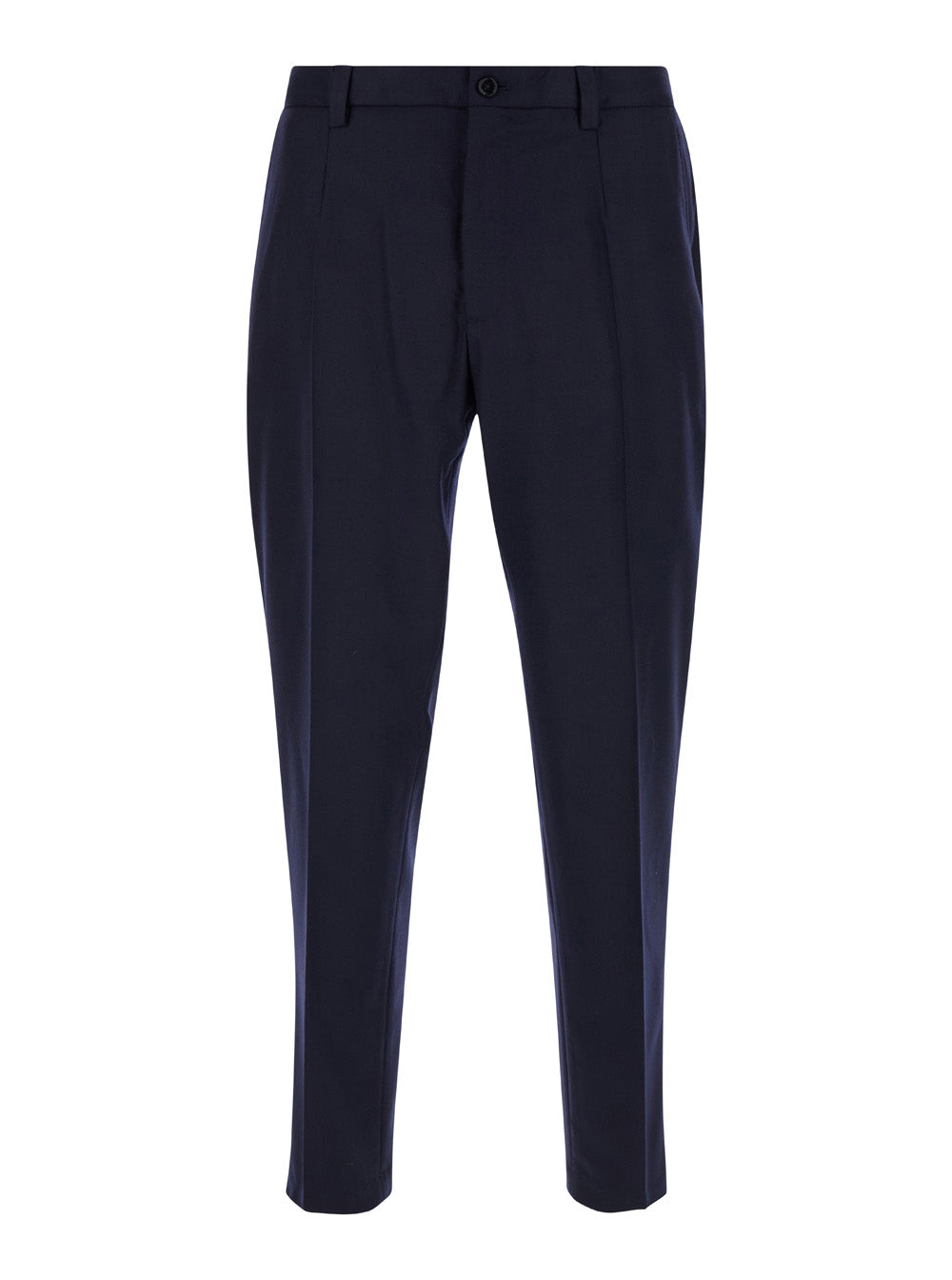 Dolce & Gabbana Men Blue High Waist Pants In Wool Man DOLCE & GABBANA