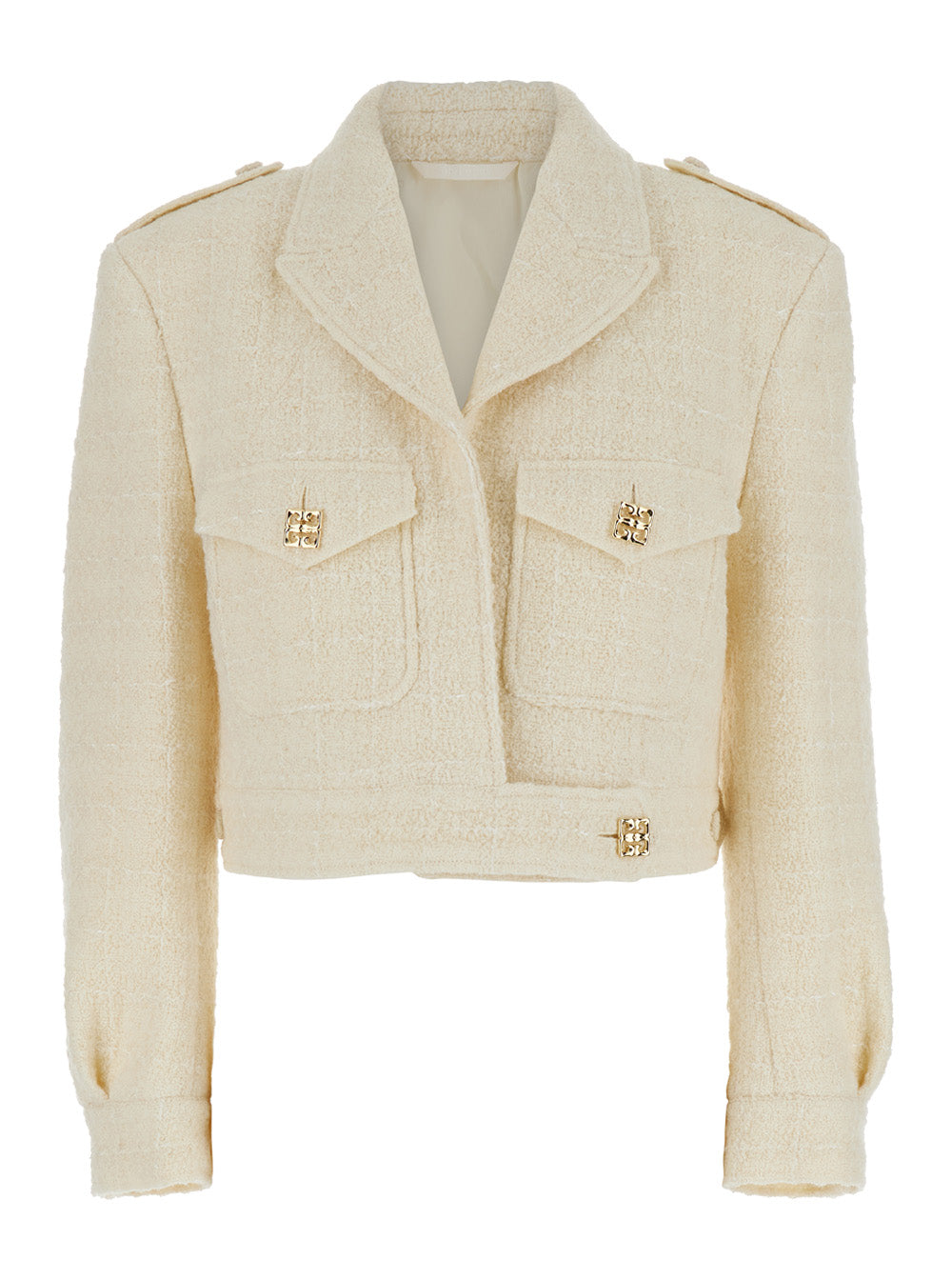 Givenchy Women White Jacket With Logo 4G Detail On The Buttons In Wool Blend Woman GIVENCHY