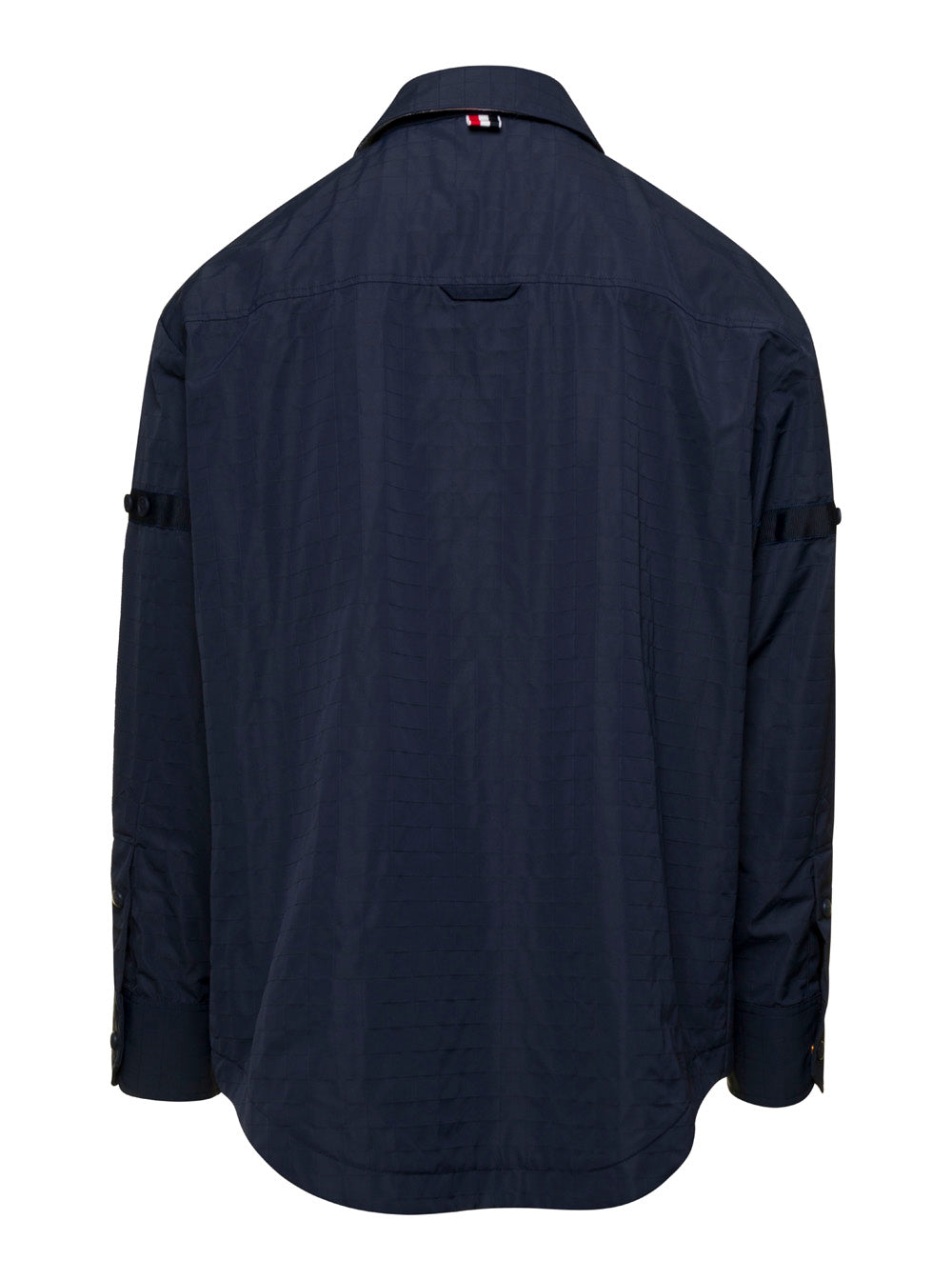Thom Browne Men Oversized Blue Shirt With Patch Pockets In Polyamide Blend Man THOM BROWNE