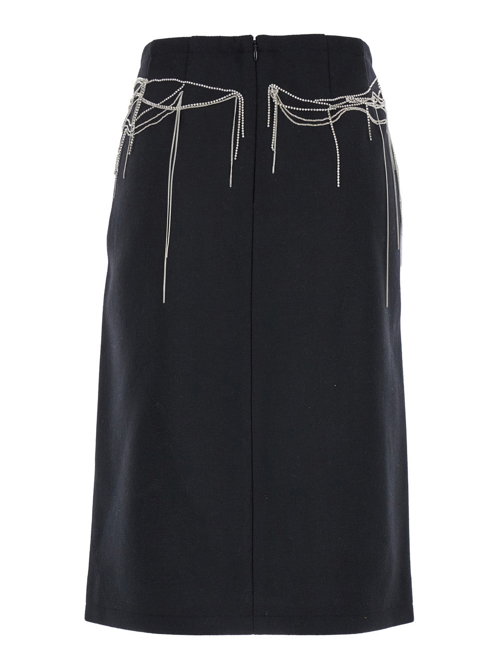 Dries Van Noten Women 'Shelda' Black Midi Skirt With Maxi Beaded Embellishments In Wool Blend Woman DRIES VAN NOTEN