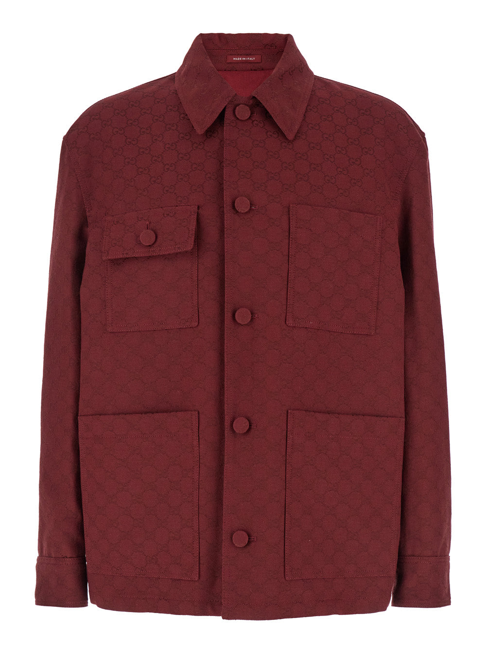 Gucci Men Bordeaux Jacket With All-Over Gg Motif In Cotton Blend Man GUCCI