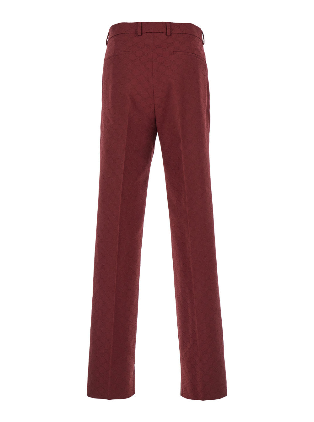 Gucci Men Bordeaux Straight Pants With Gg Motif In Cotton Man GUCCI