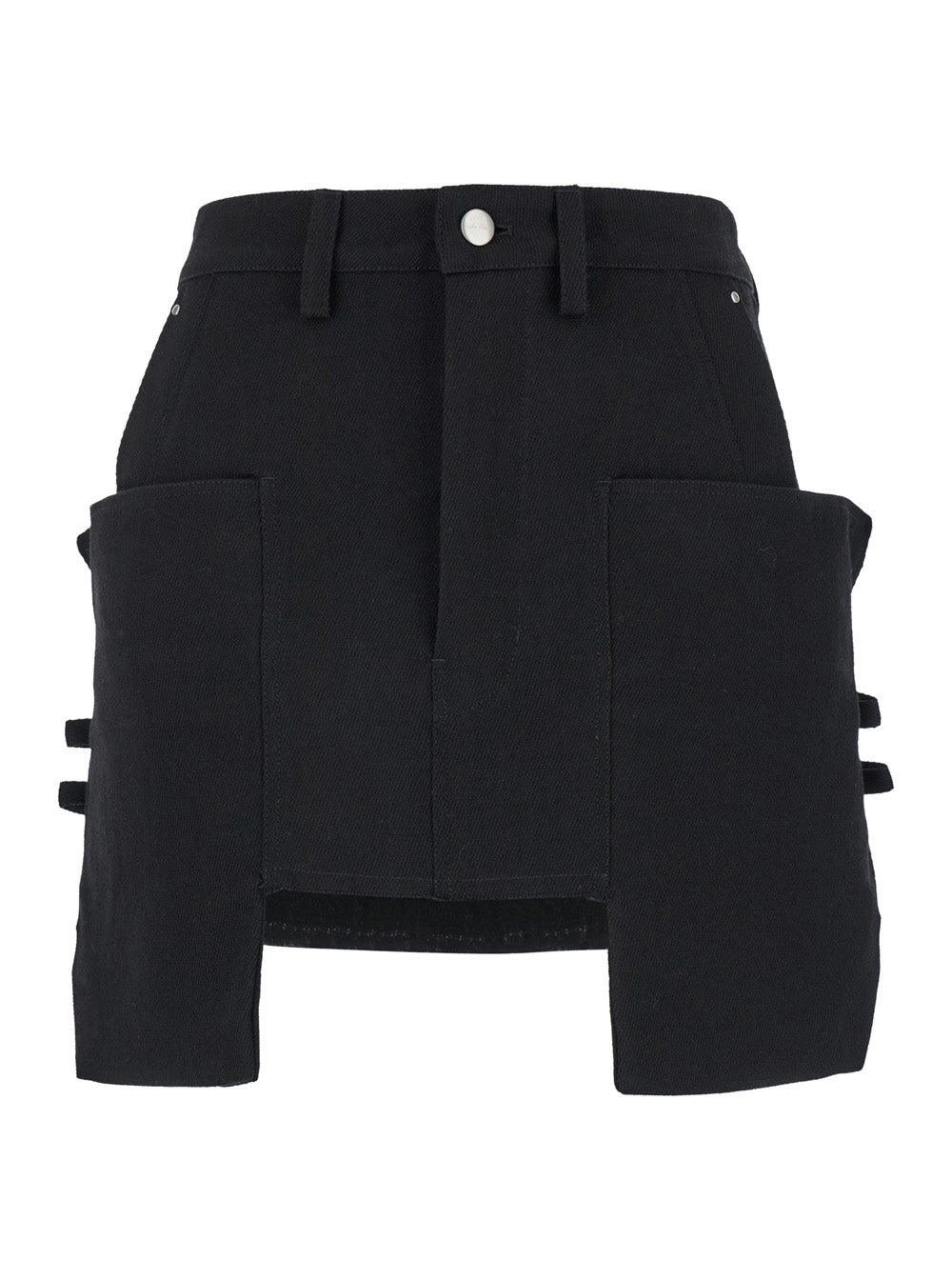 Rick Owens Women 'Stefan' Black Mini-Skirt With Patch Pockets In Wool Woman RICK OWENS