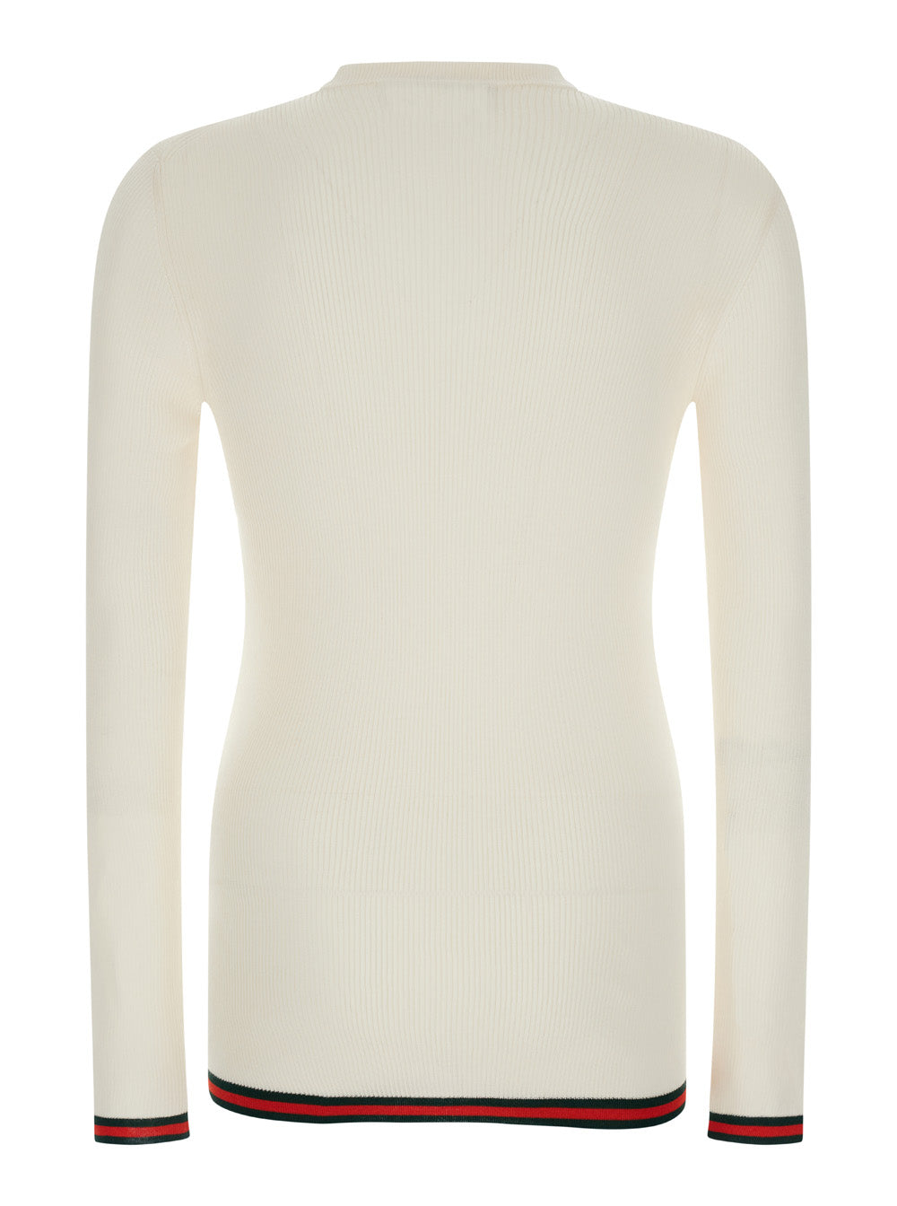 Gucci Men White Long Sleeved Top In Rib Silk Man GUCCI