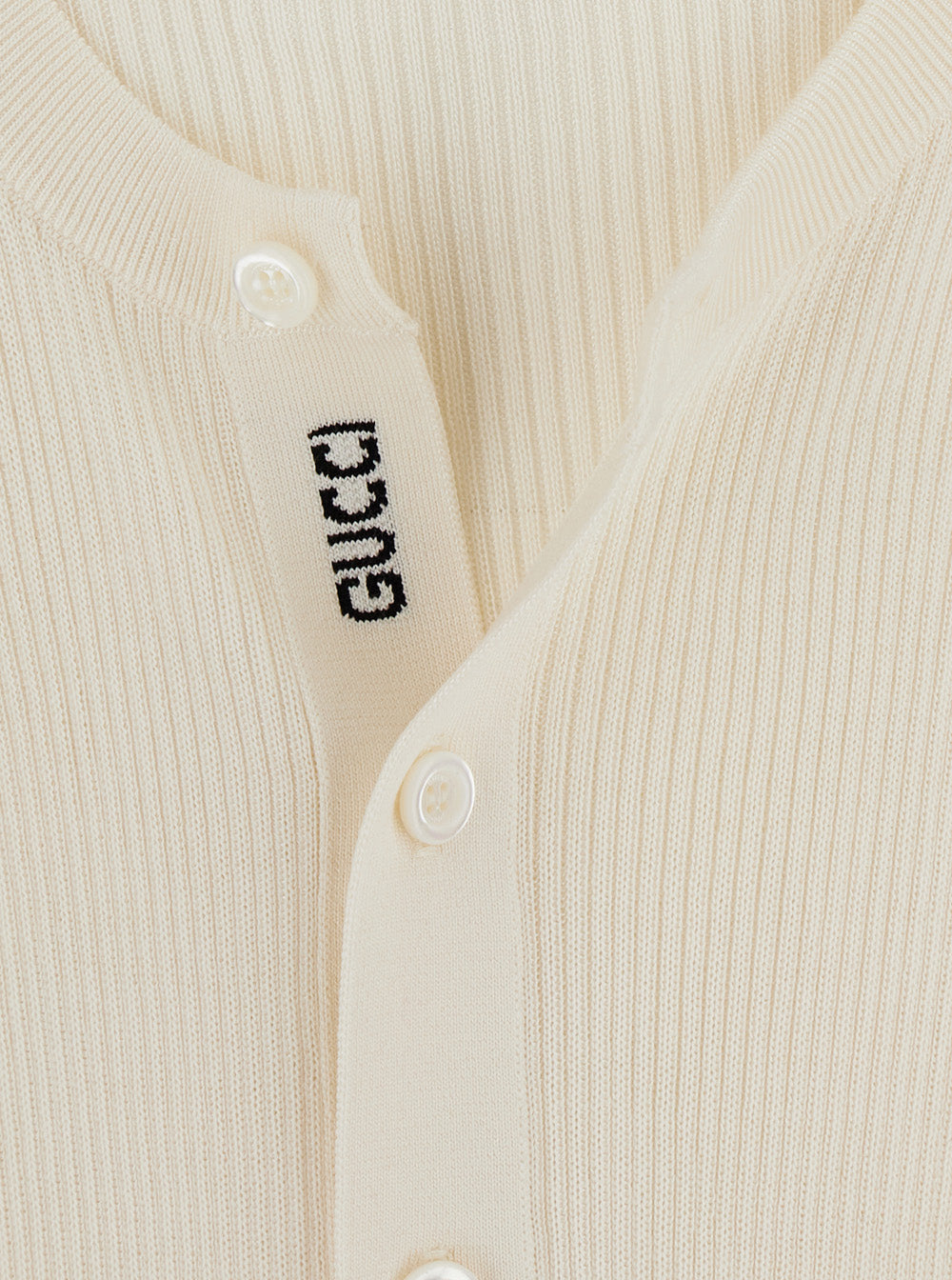 Gucci Men White Long Sleeved Top In Rib Silk Man GUCCI