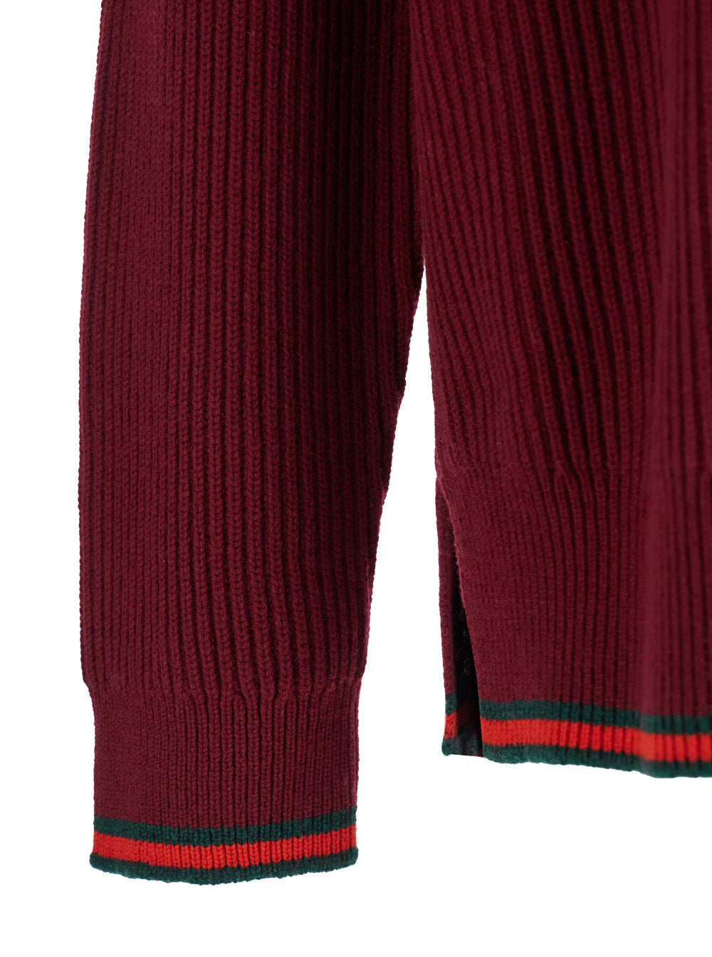 Gucci Men Red Crewneck Sweater With Web Detail In Ribbed Wool Blend Man GUCCI