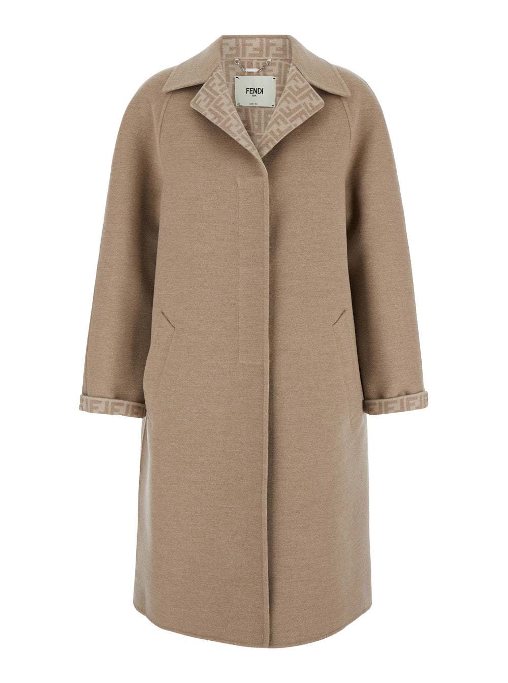 Fendi Women Beige Single-Breasted Reversible Coat In Wool Blend Woman FENDI
