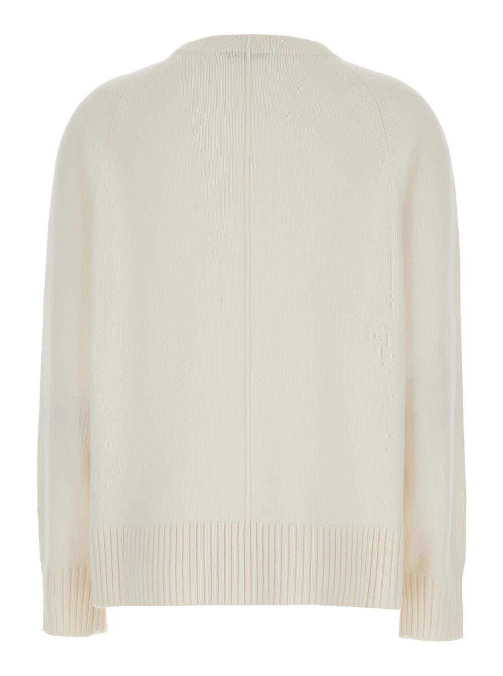 Max Mara Women 'Toldim' White Crewneck Sweater With Middle Stitch Detail In Cashmere Woman