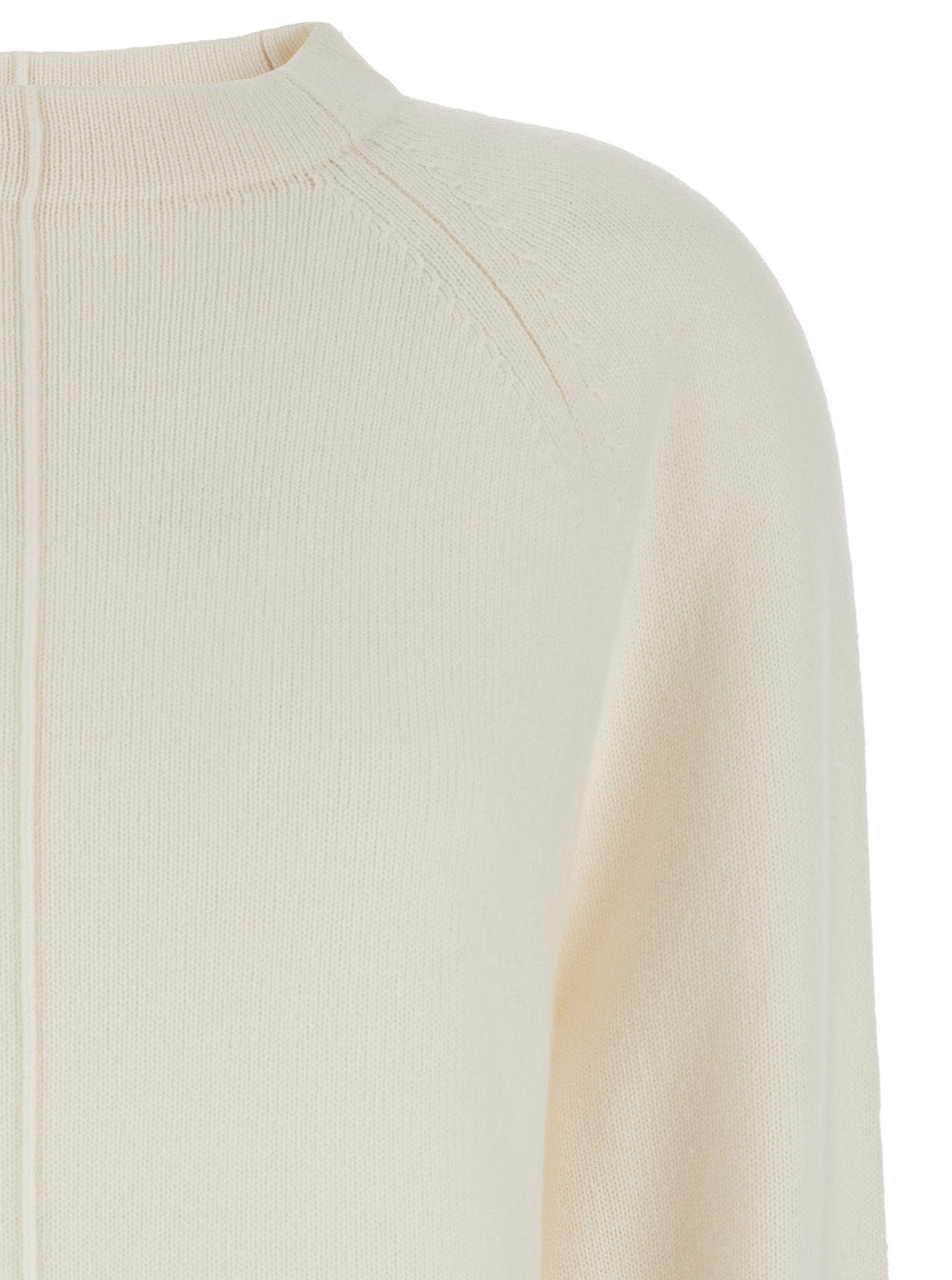 Max Mara Women 'Toldim' White Crewneck Sweater With Middle Stitch Detail In Cashmere Woman