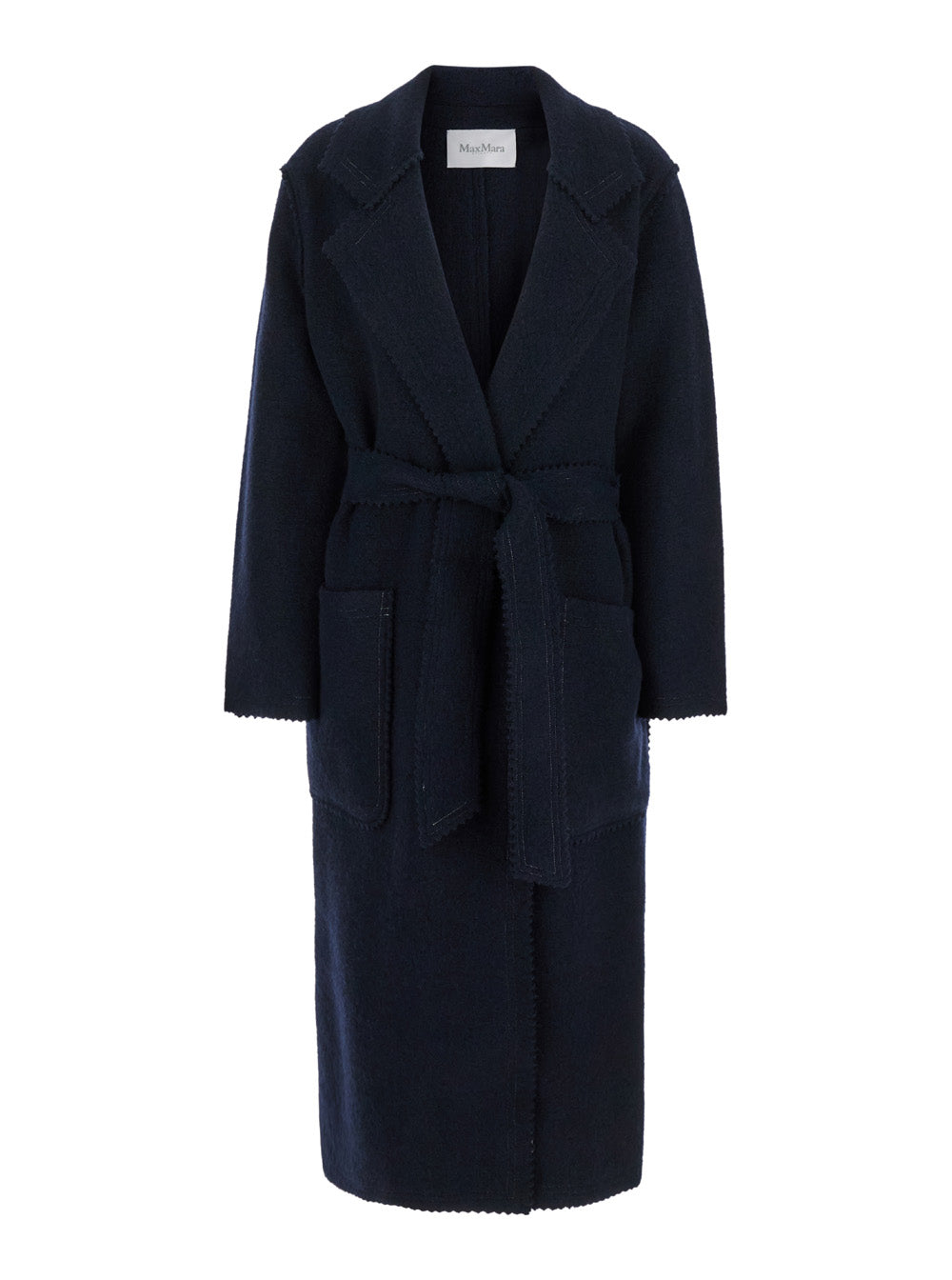 Max Mara Women 'Jene' Long Blue Coat With Belt In Wool And Cashmere Woman MAX MARA