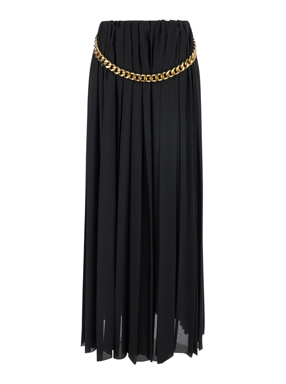 Balenciaga Women Black Long Pleaded Skirt With Belt In Tech Fabric Woman BALENCIAGA
