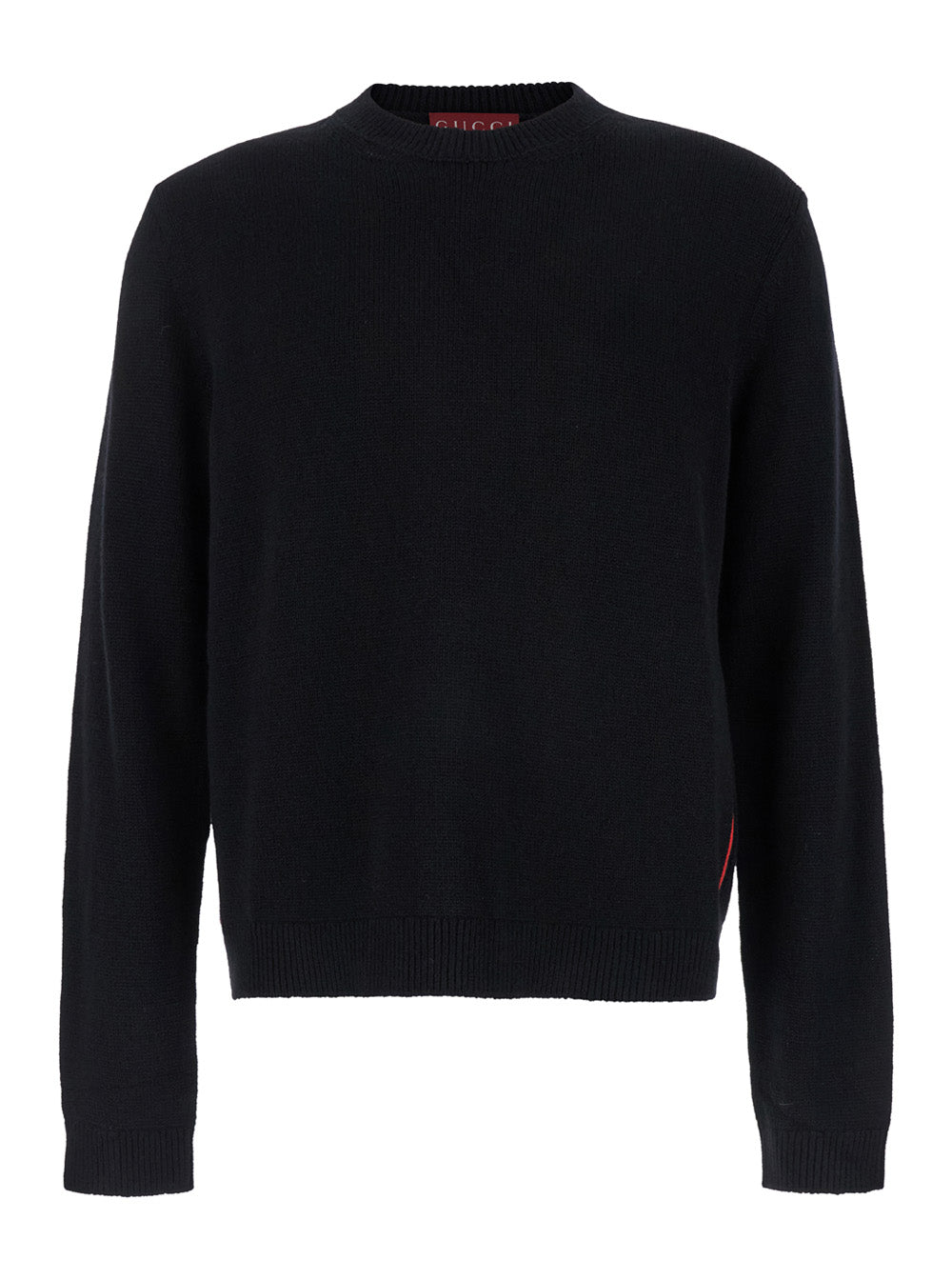 Gucci Men Black Crewneck Sweater With Web Detail In Cashmere Man GUCCI