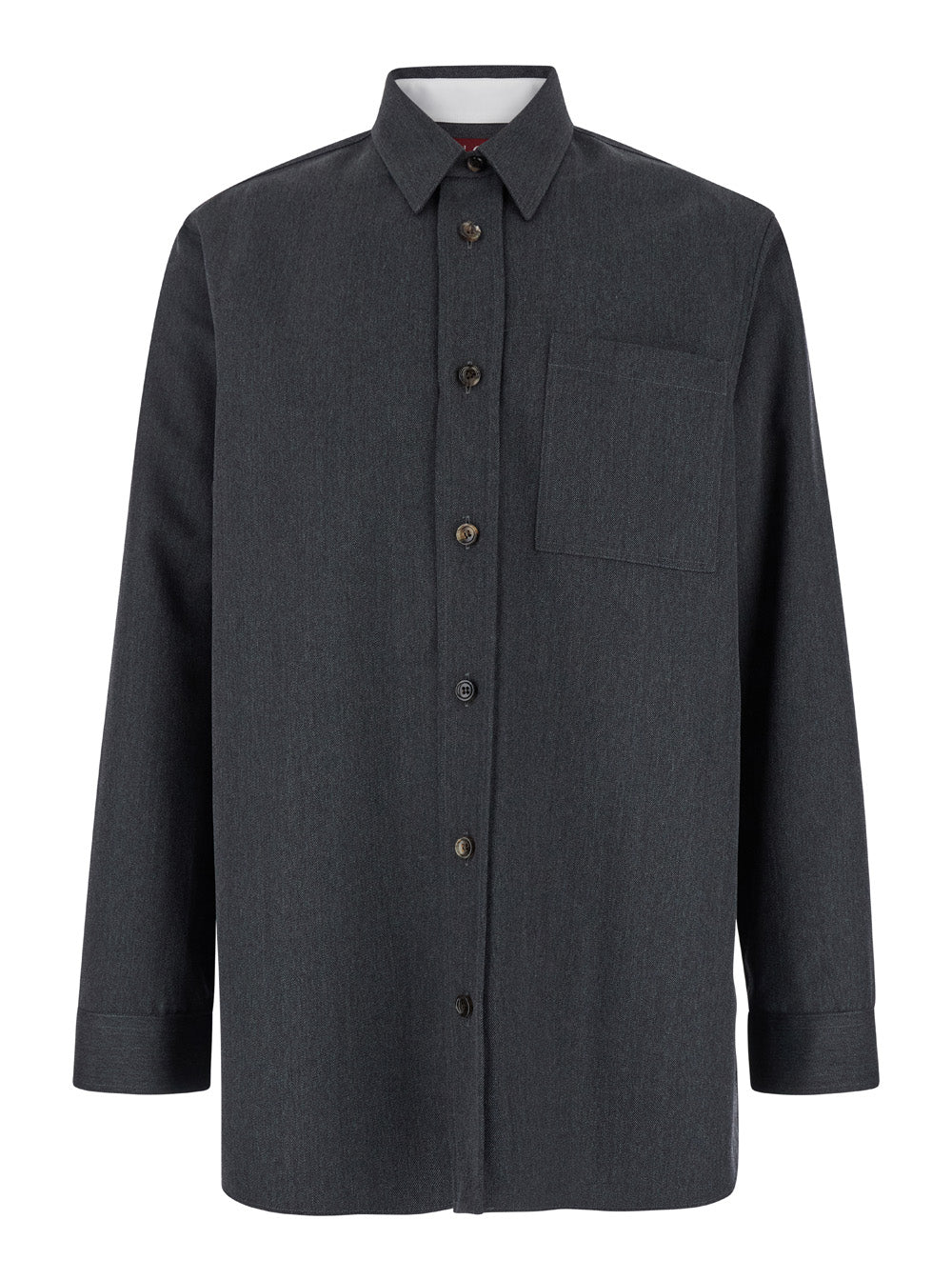 Gucci Men Grey Shirt With Pointed Collar In Wool Man GUCCI
