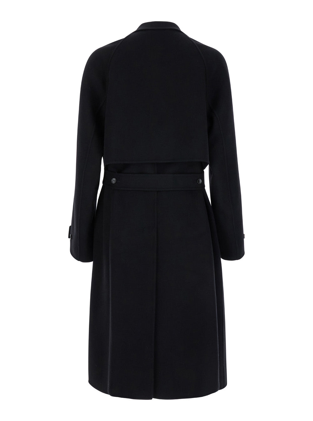 Gucci Men Black Single-Breasted Coat With Wide Notched Revers And Belt In Wool Man GUCCI