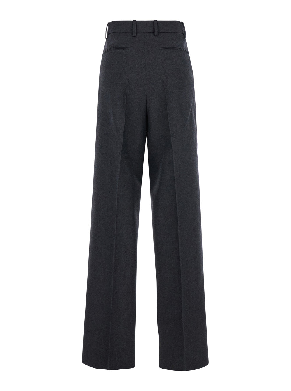 Gucci Women Grey Pants With Logo Lettering Detail On The Waist In Wool Woman GUCCI