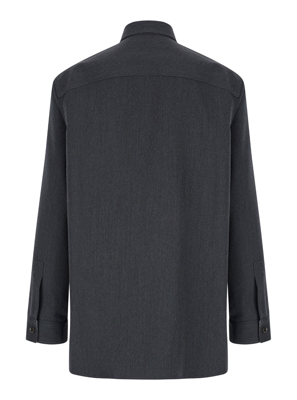 Gucci Men Grey Shirt With Pointed Collar In Wool Man GUCCI