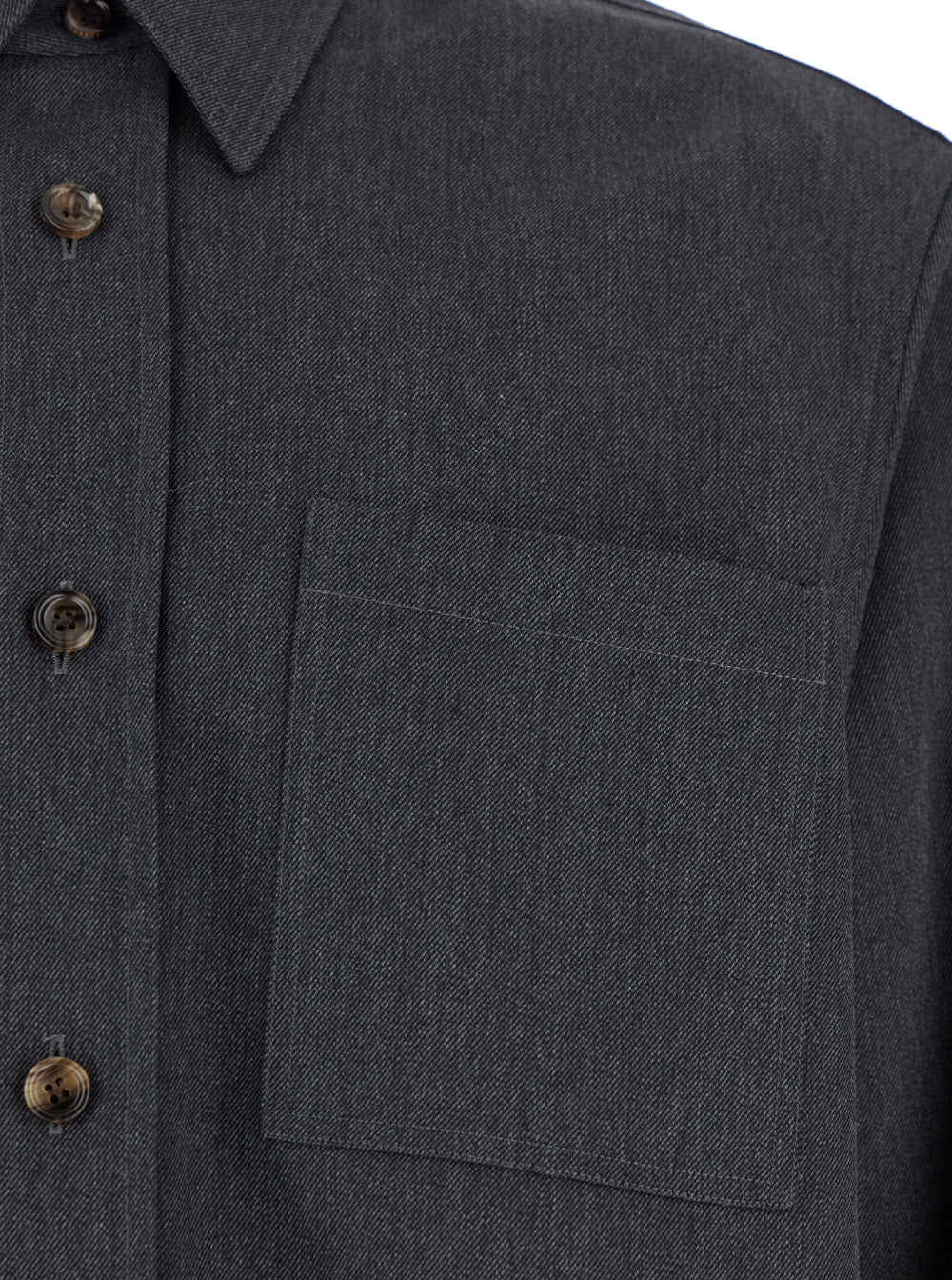 Gucci Men Grey Shirt With Pointed Collar In Wool Man GUCCI