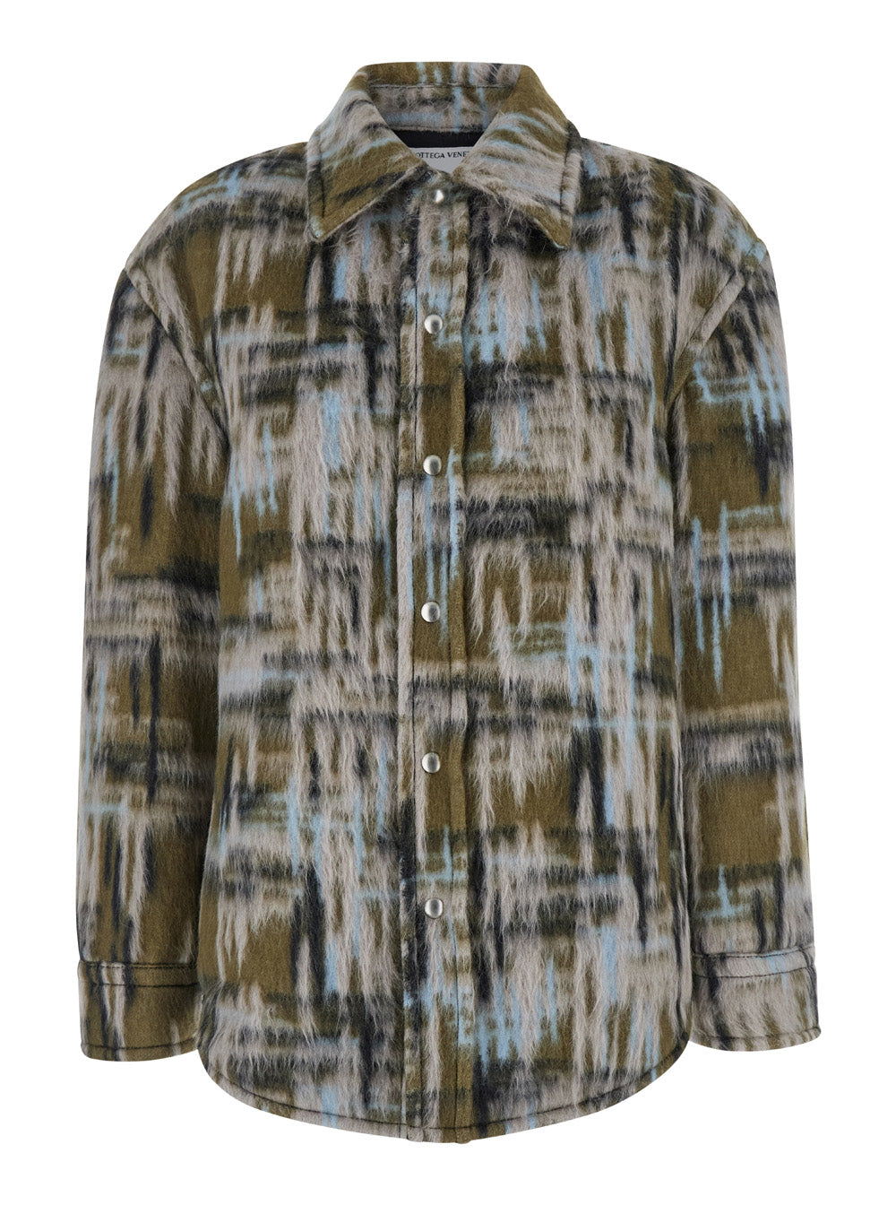 Bottega Veneta Women Multicolor Overshirt With Pointed Collar In Brushed Wool Woman BOTTEGA VENETA