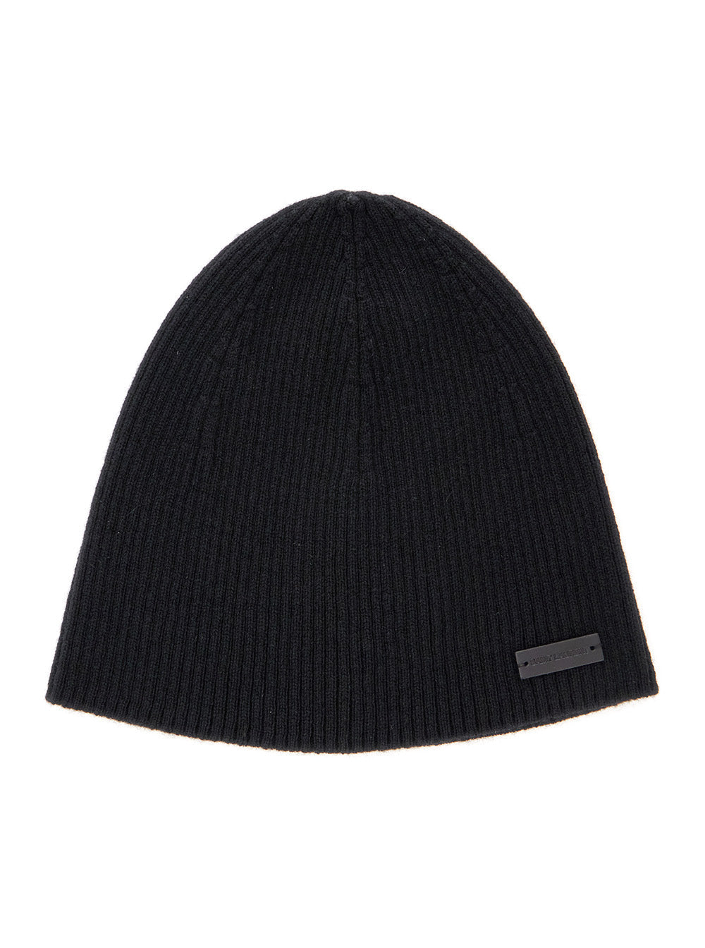 Saint Laurent Men Black Beanie With Logo Patch In Cashmere Man SAINT LAURENT