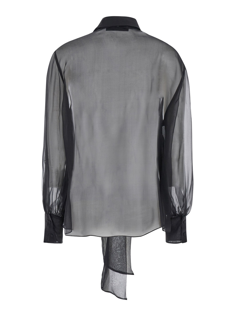 Valentino Women Black Shirt With Classic Collar And Neck Scarf In Silk Woman VALENTINO