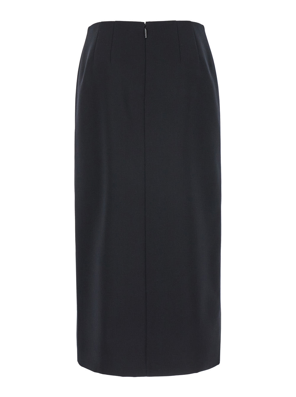 Valentino Women 'Grisaille' Black Midi Skirt With Side Splits In Wool Woman VALENTINO