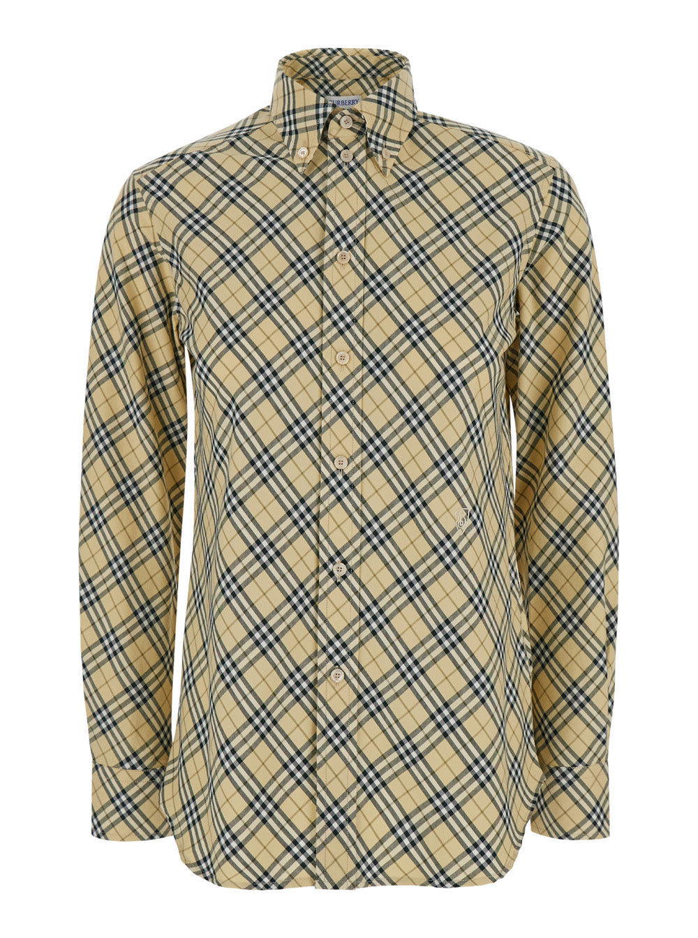 Burberry Women Beige Oversize Shirt With All-Over Check Motiv In Cotton Woman BURBERRY