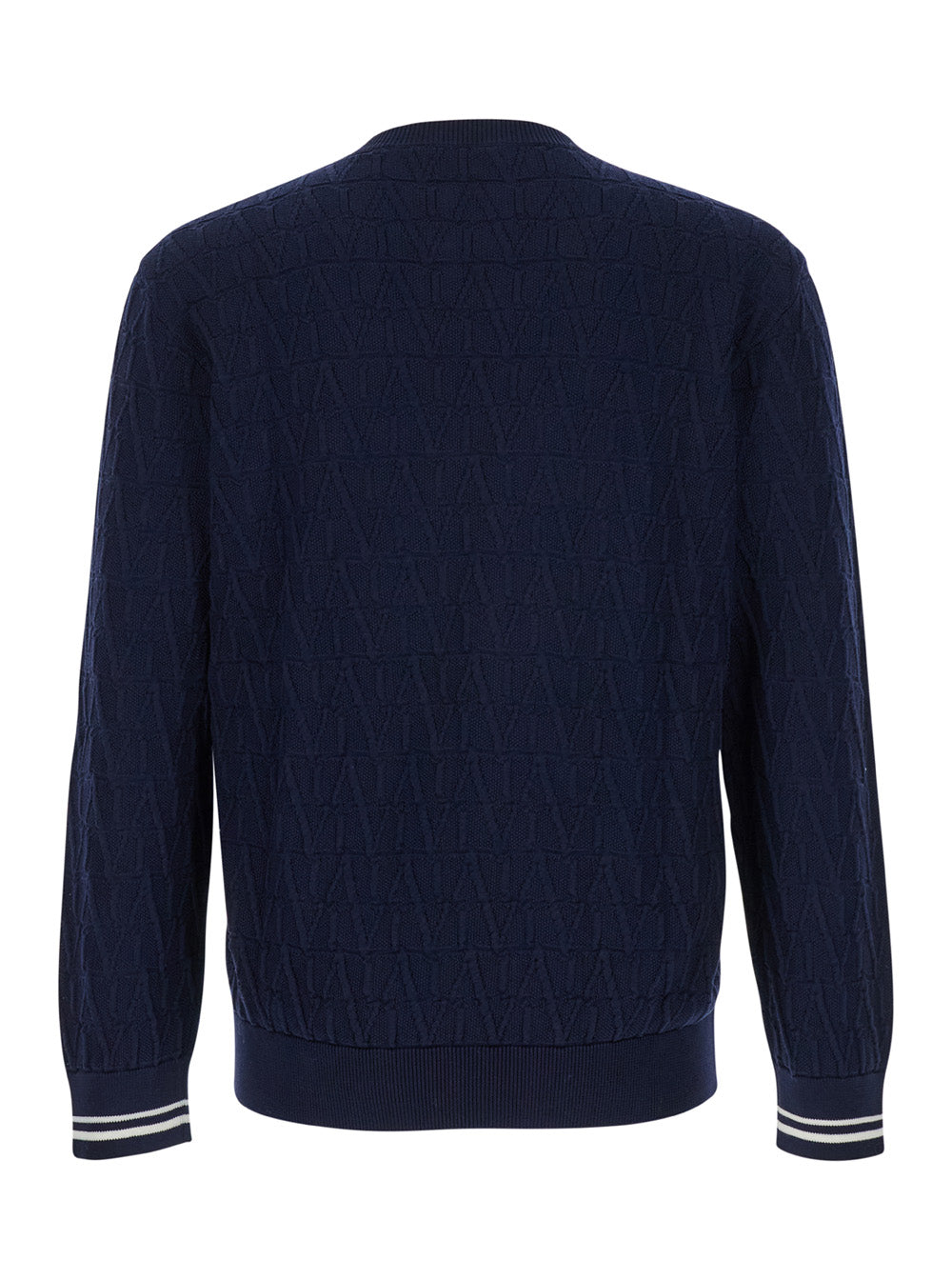 Valentino Men Blue Crewneck Sweater In Jacquard Toile Iconographique Man VALENTINO
