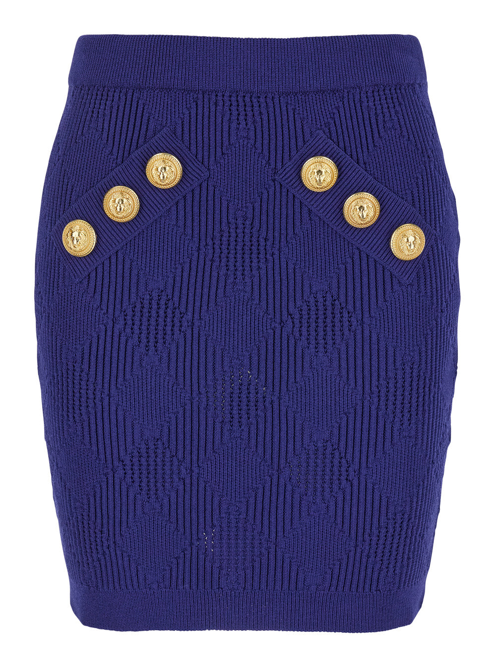 Balmain Women Blue Mini Skirt With Jewel Buttons In Viscose Blend Woman BALMAIN