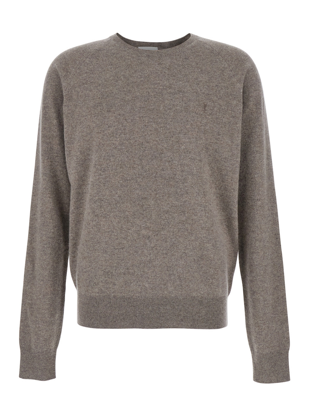 Saint Laurent Men Beige Crewneck Sweater With Cassandre In Cashmere Man SAINT LAURENT